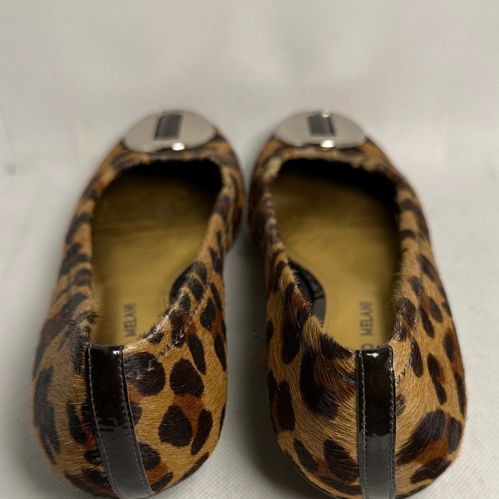 Antonio Melani Leopard Calf Hair Ballet Flats Silver Logo Women’s 7 - Picture 9 of 13